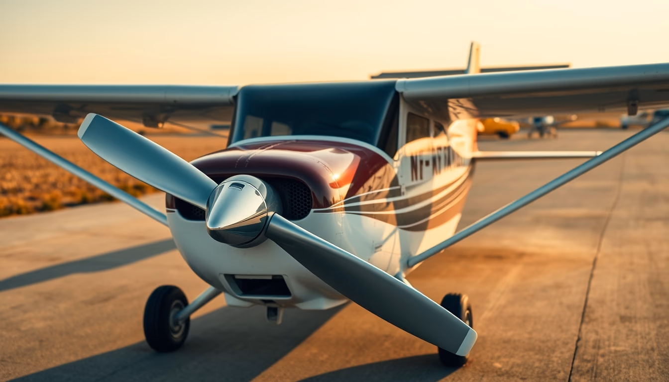cessna 172 prop plane in editorial style