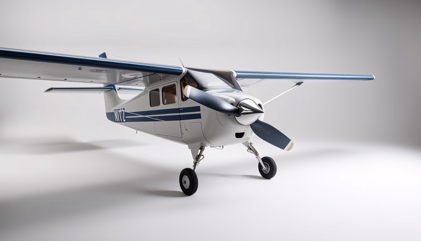 cessna 172 prop plane in editorial style