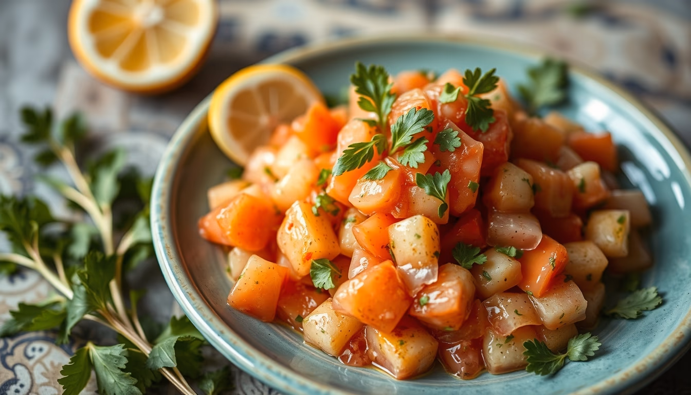 ceviche peruvian fresh in editorial style