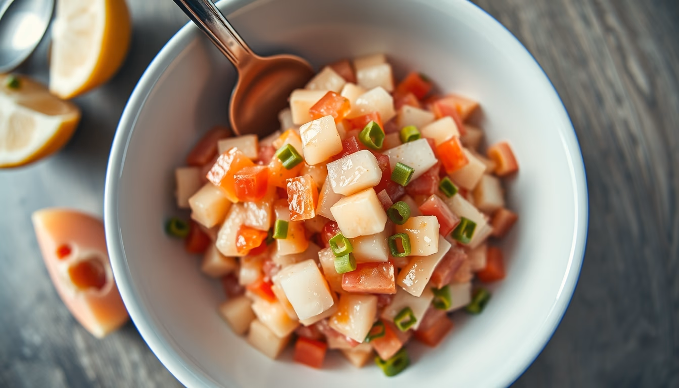 ceviche peruvian fresh in editorial style