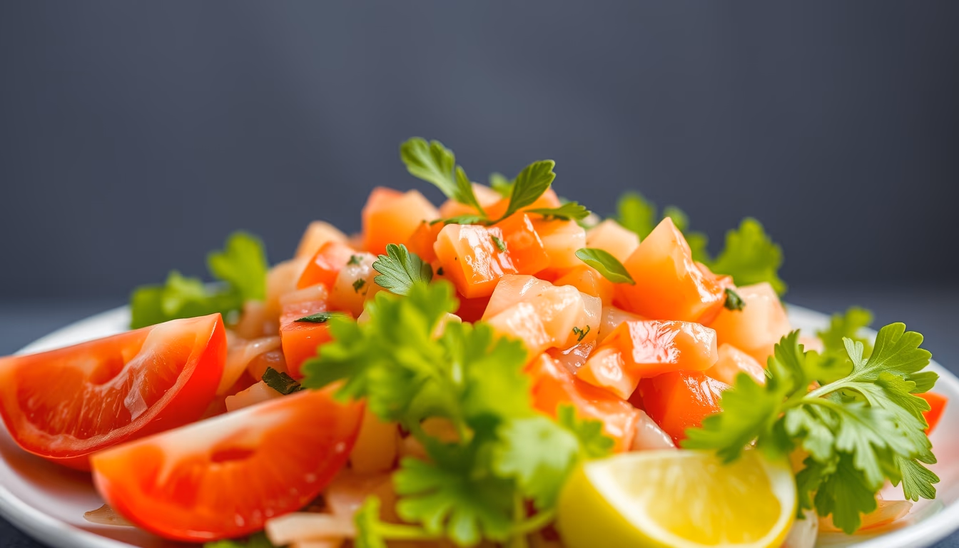 ceviche peruvian fresh in editorial style