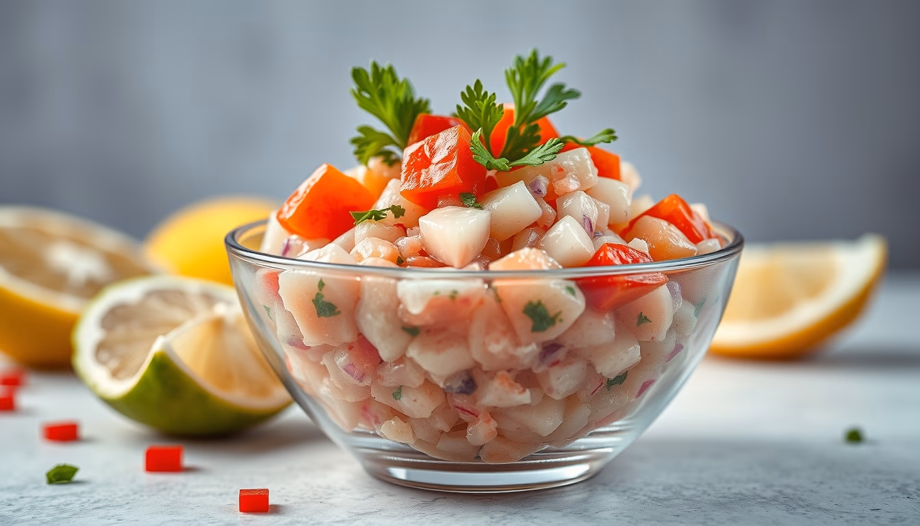 ceviche peruvian fresh in editorial style