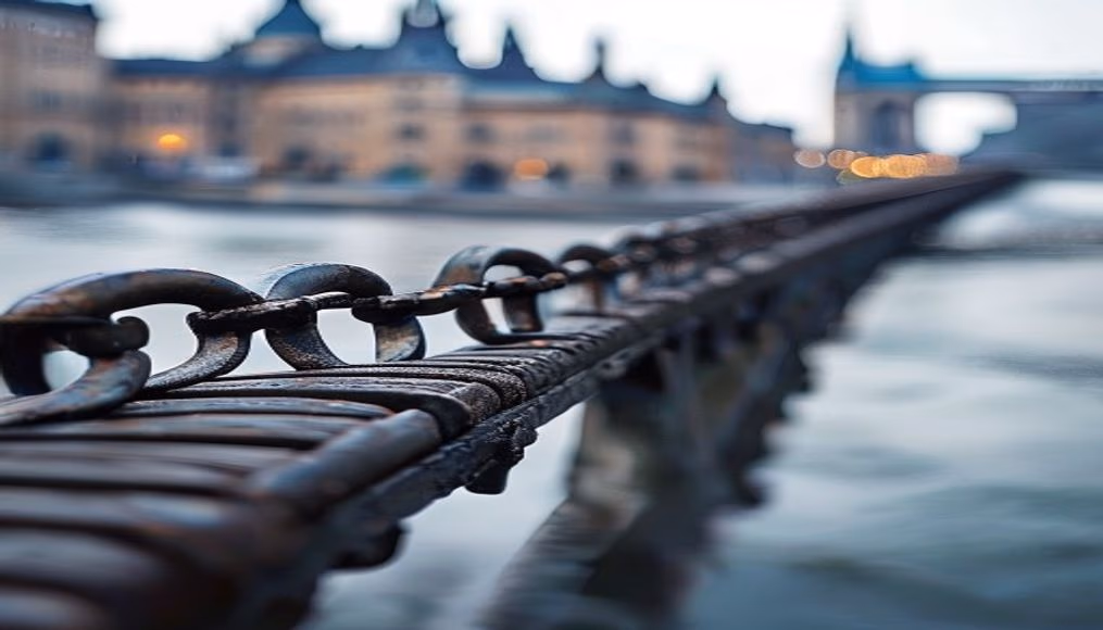 chain bridge budapest in editorial style