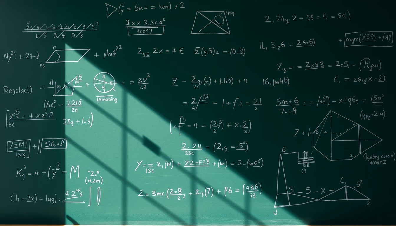 chalkboard with mathematical equations in editorial style