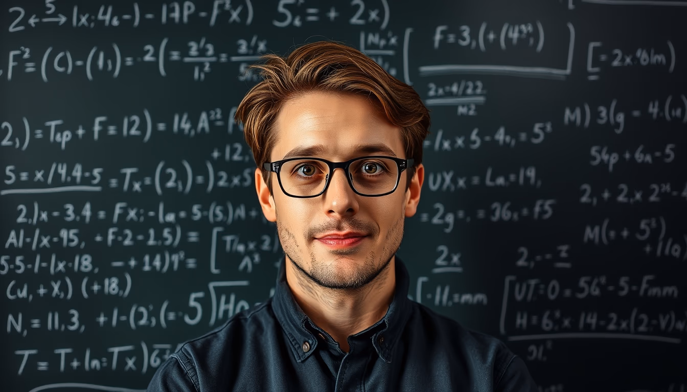 chalkboard with mathematical equations in editorial style