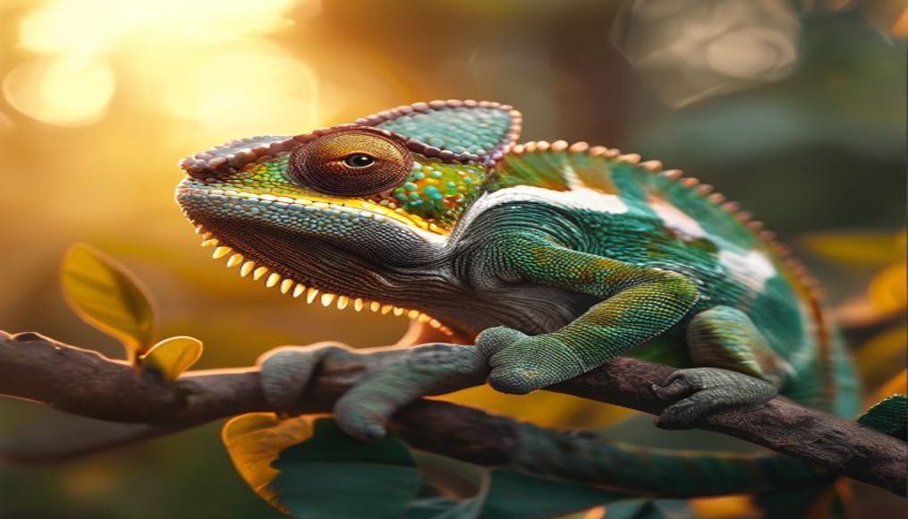 chameleon color changing in editorial style