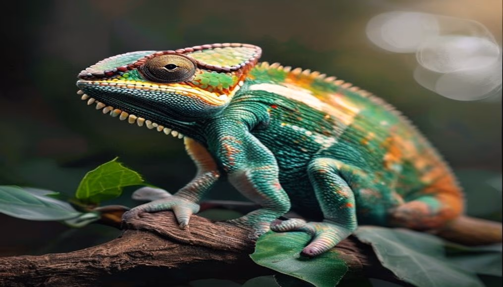 chameleon color changing in editorial style