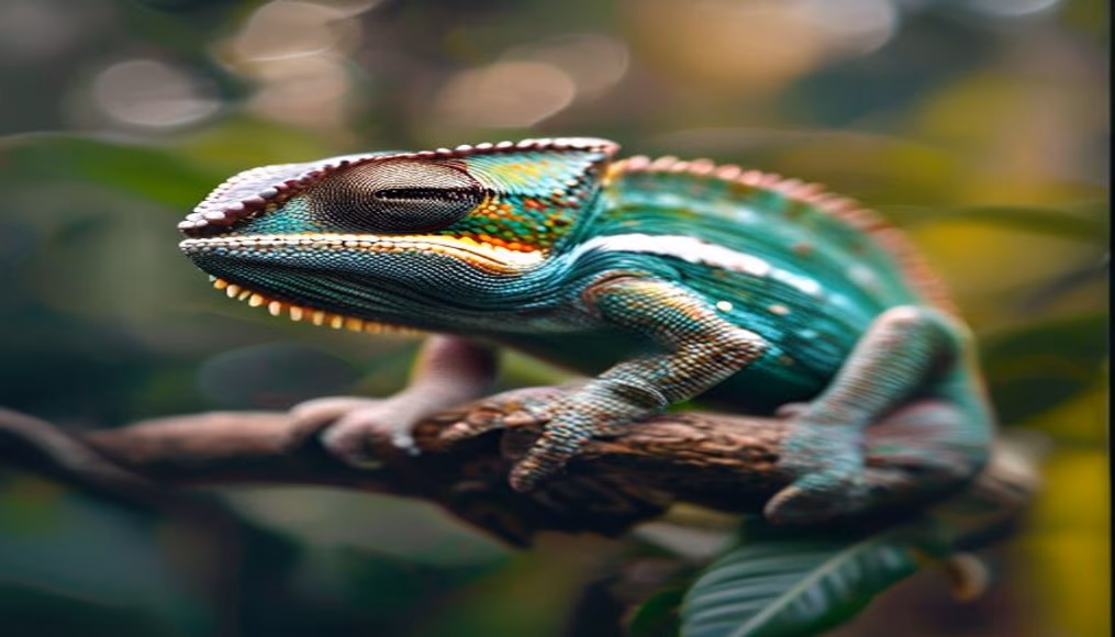 chameleon color changing in editorial style