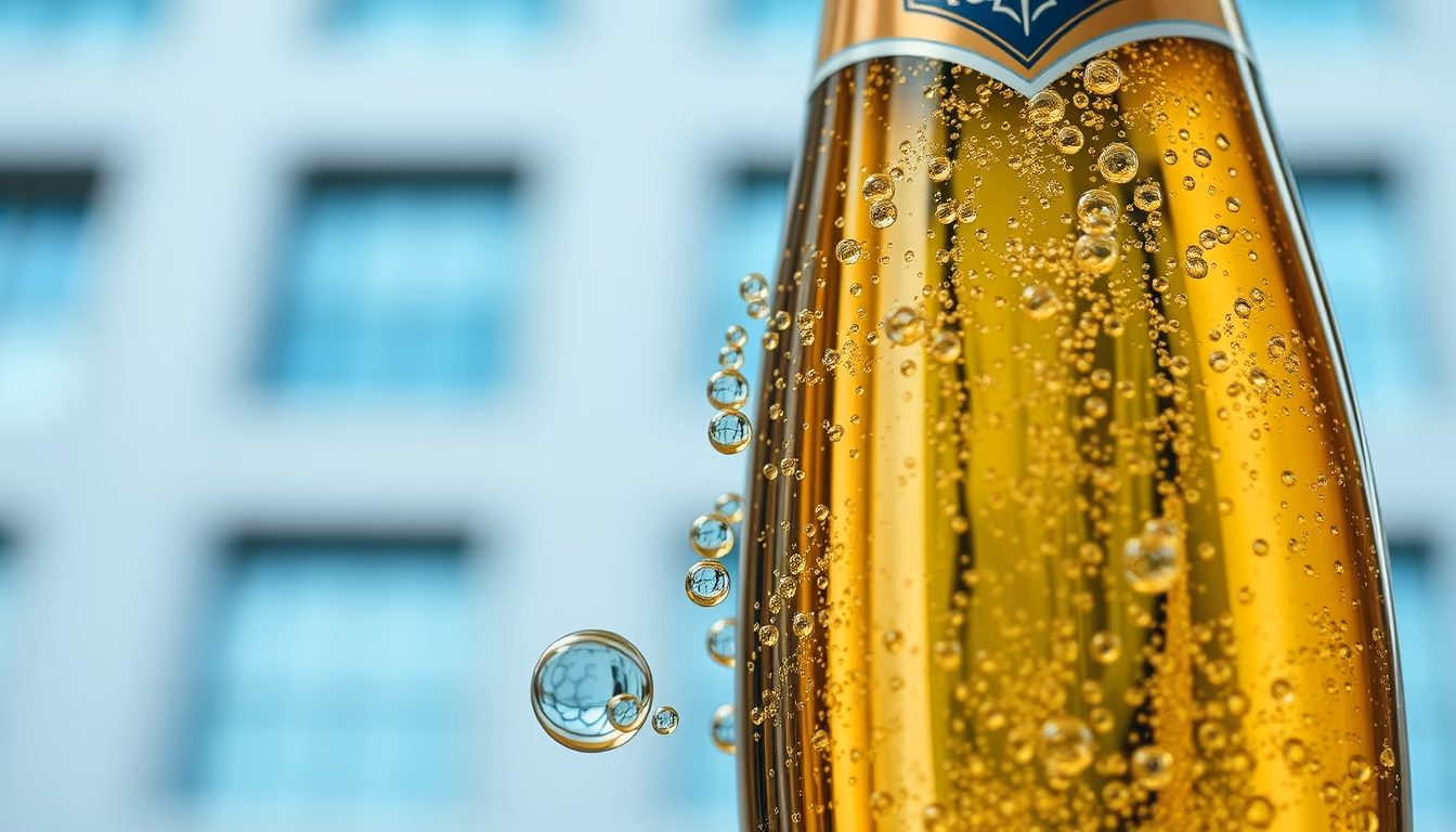 champagne bubbles closeup in editorial style