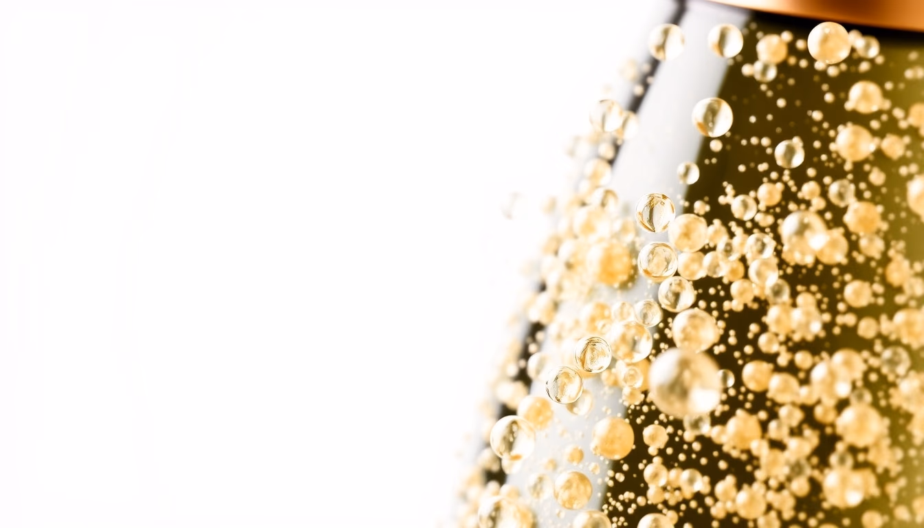 champagne bubbles closeup in editorial style