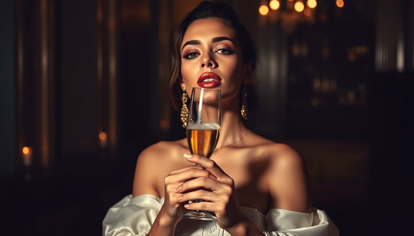 champagne celebration in editorial style