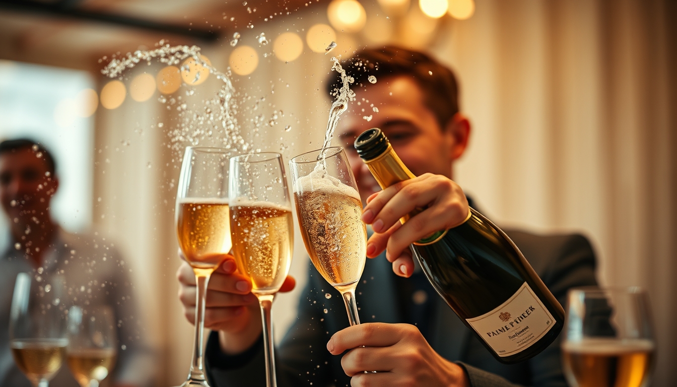 champagne celebration in editorial style
