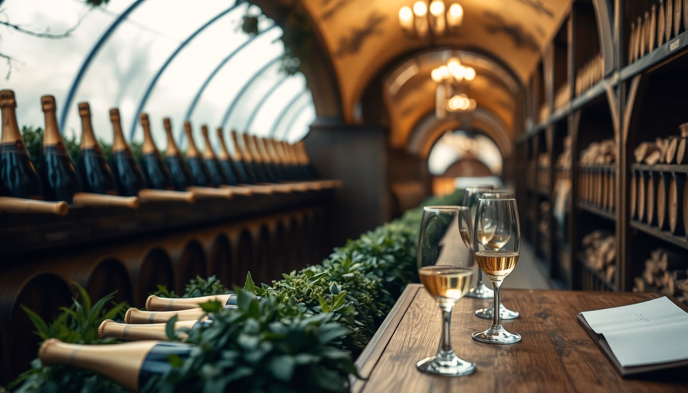 champagne cellar reims in editorial style