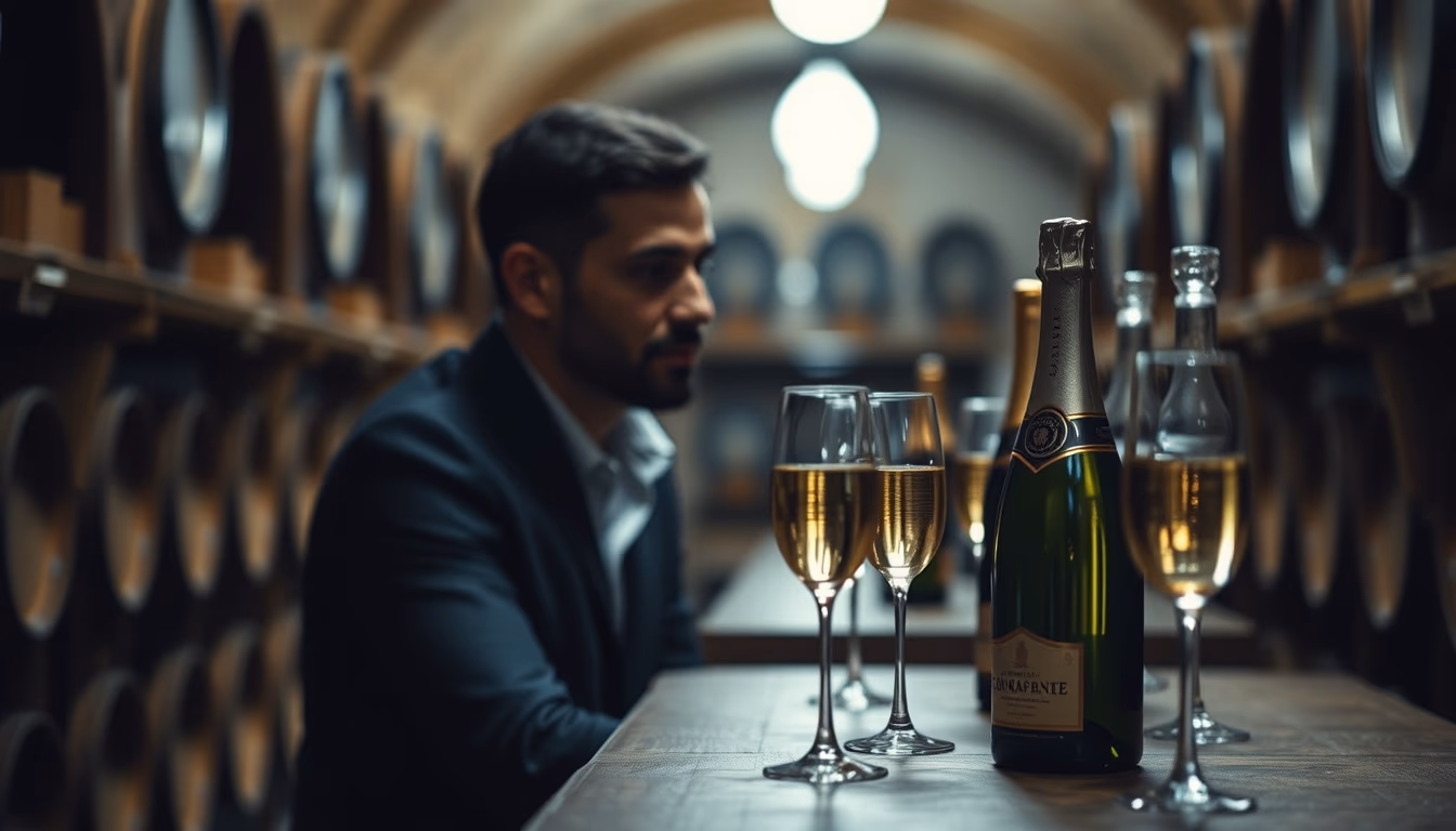 champagne cellar reims in editorial style