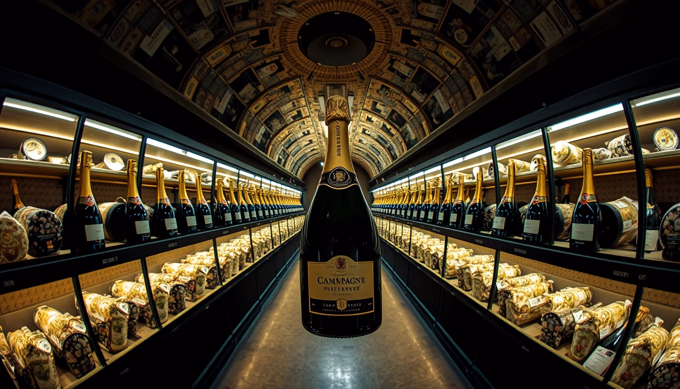 champagne cellar reims in editorial style