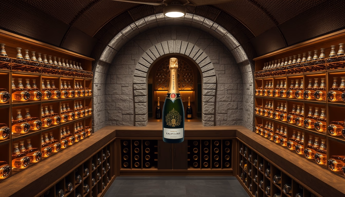 champagne cellar reims in editorial style