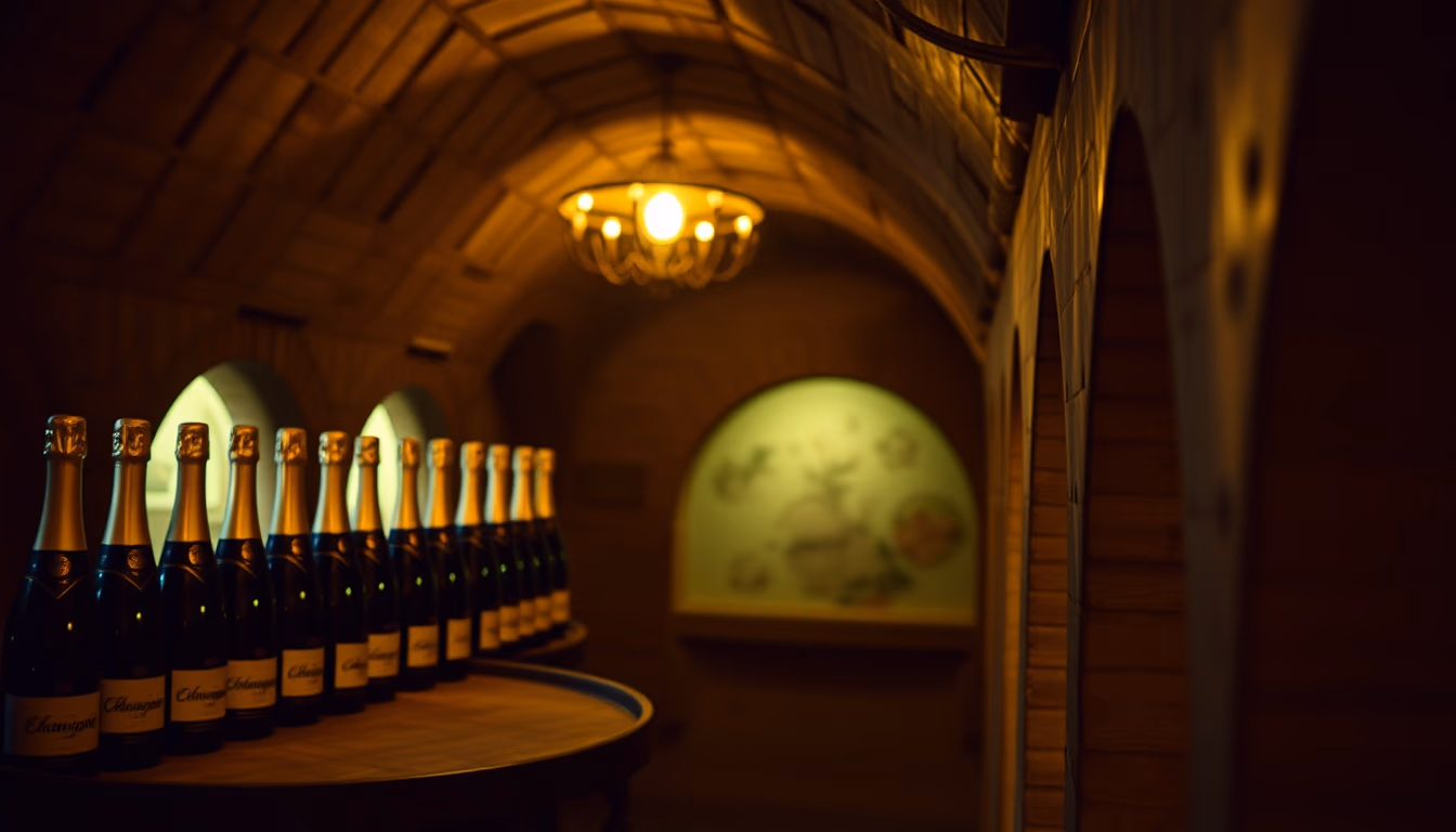 champagne cellar reims in editorial style