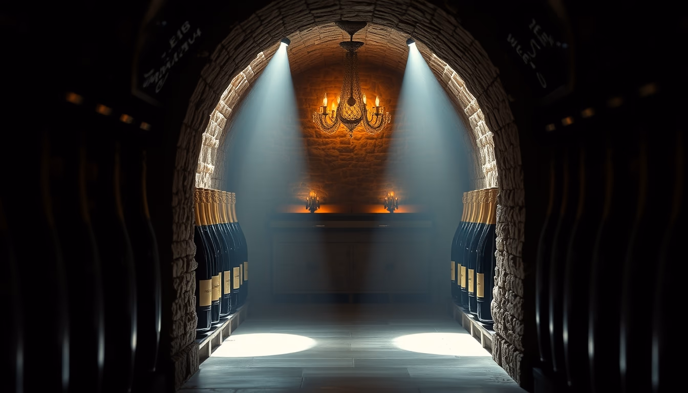 champagne cellar reims in editorial style