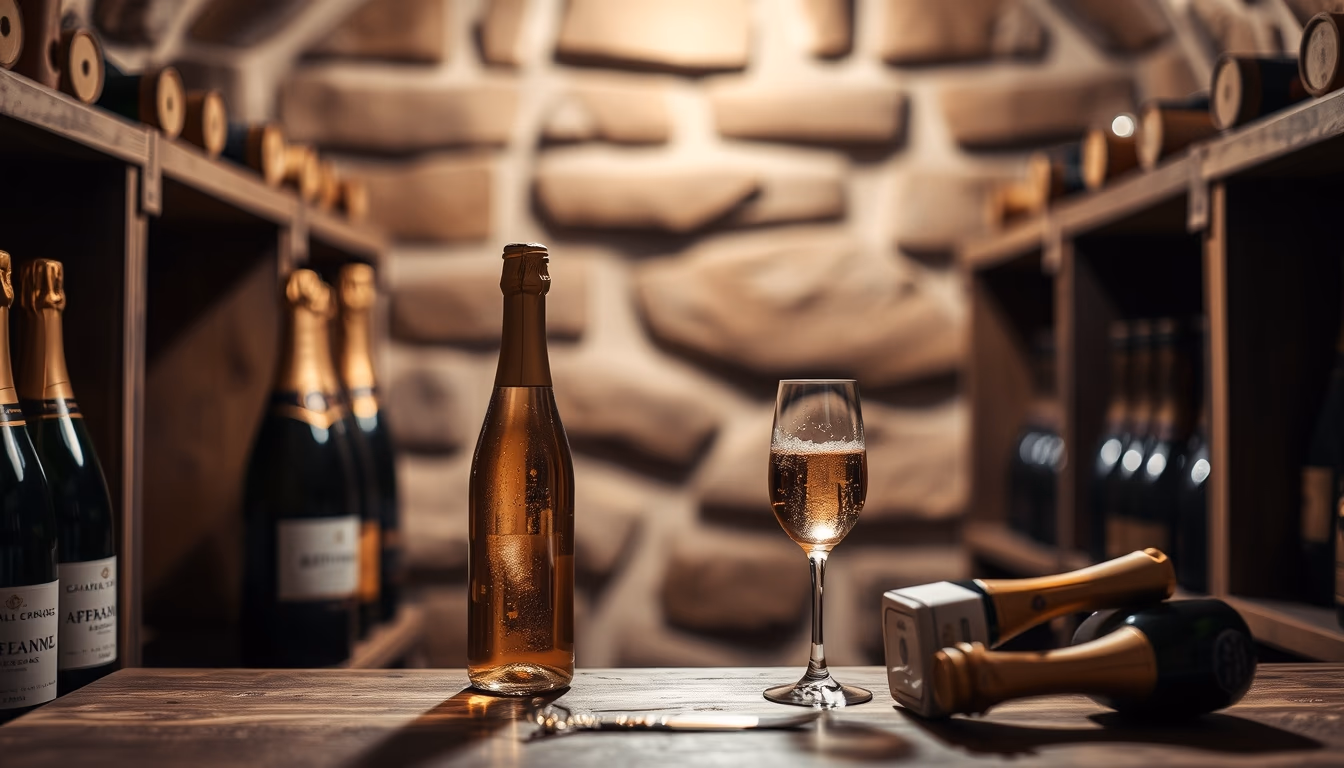 champagne cellar reims in editorial style