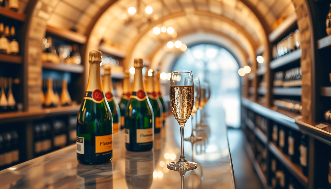 champagne cellar reims in editorial style