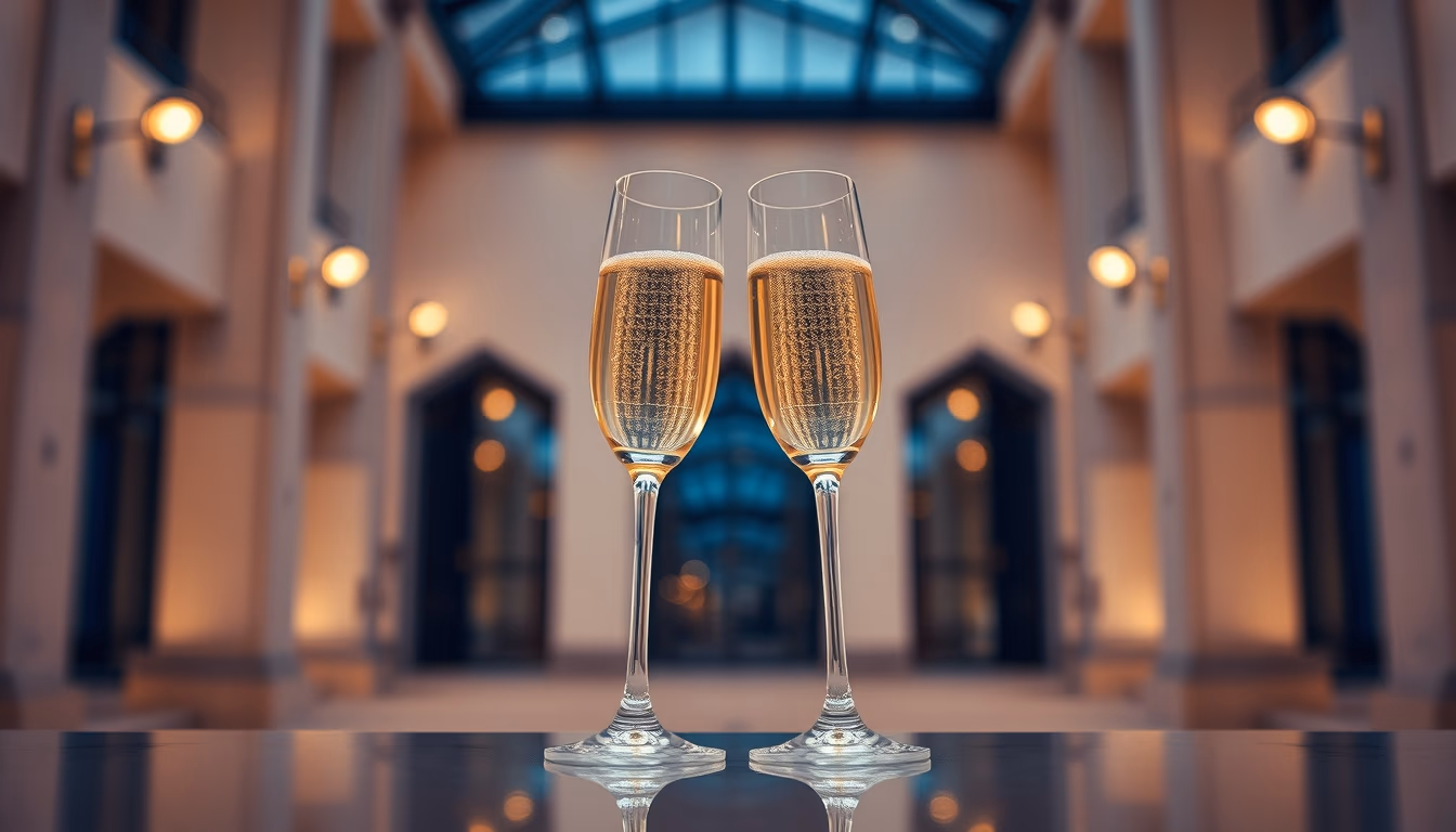champagne flutes toast in editorial style