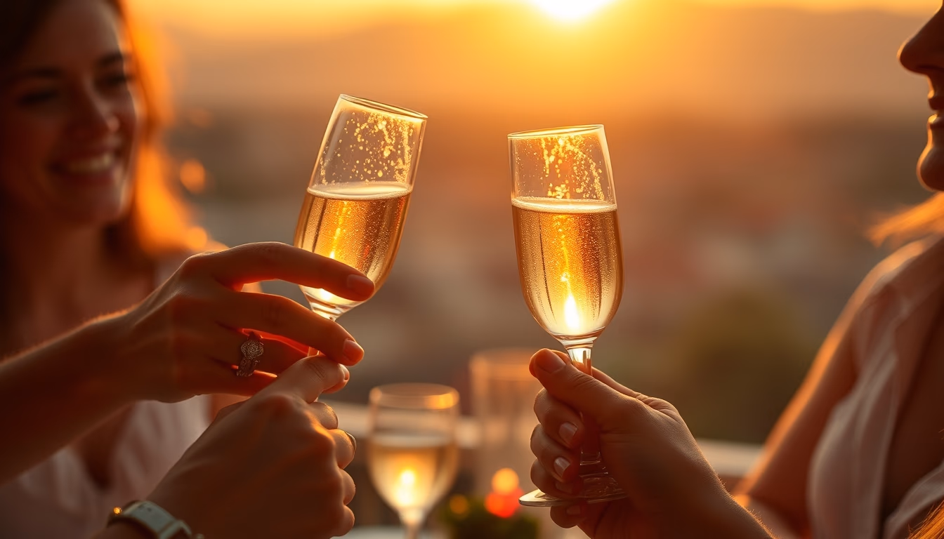 champagne flutes toast in editorial style