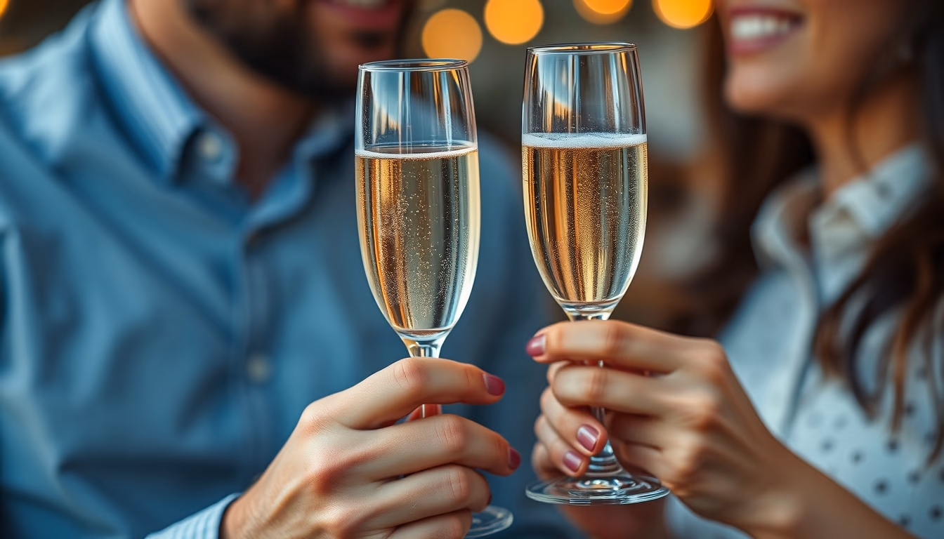 champagne flutes toast in editorial style