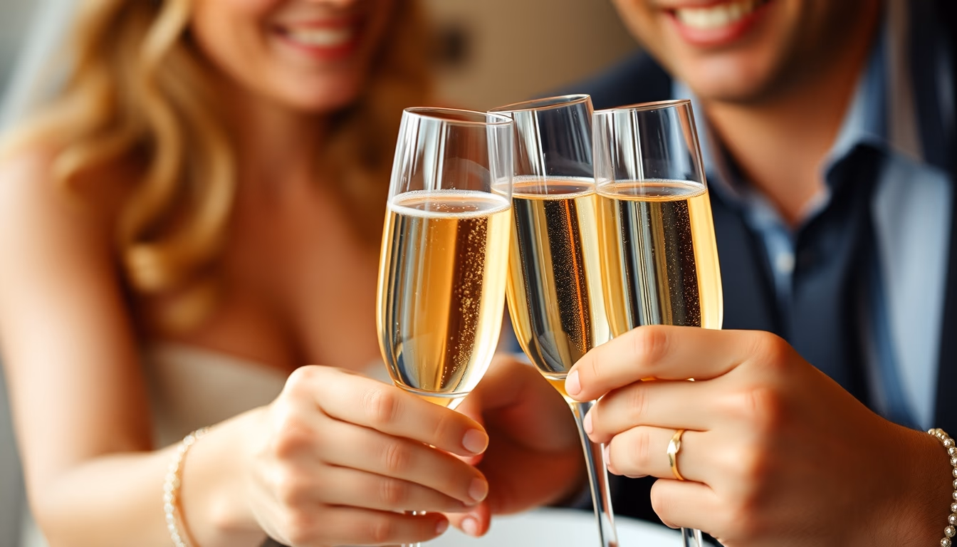 champagne flutes toast in editorial style