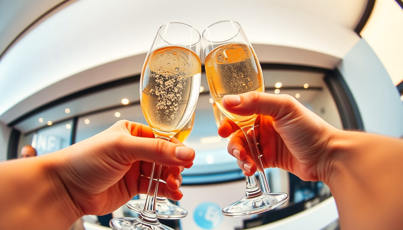champagne flutes toast in editorial style