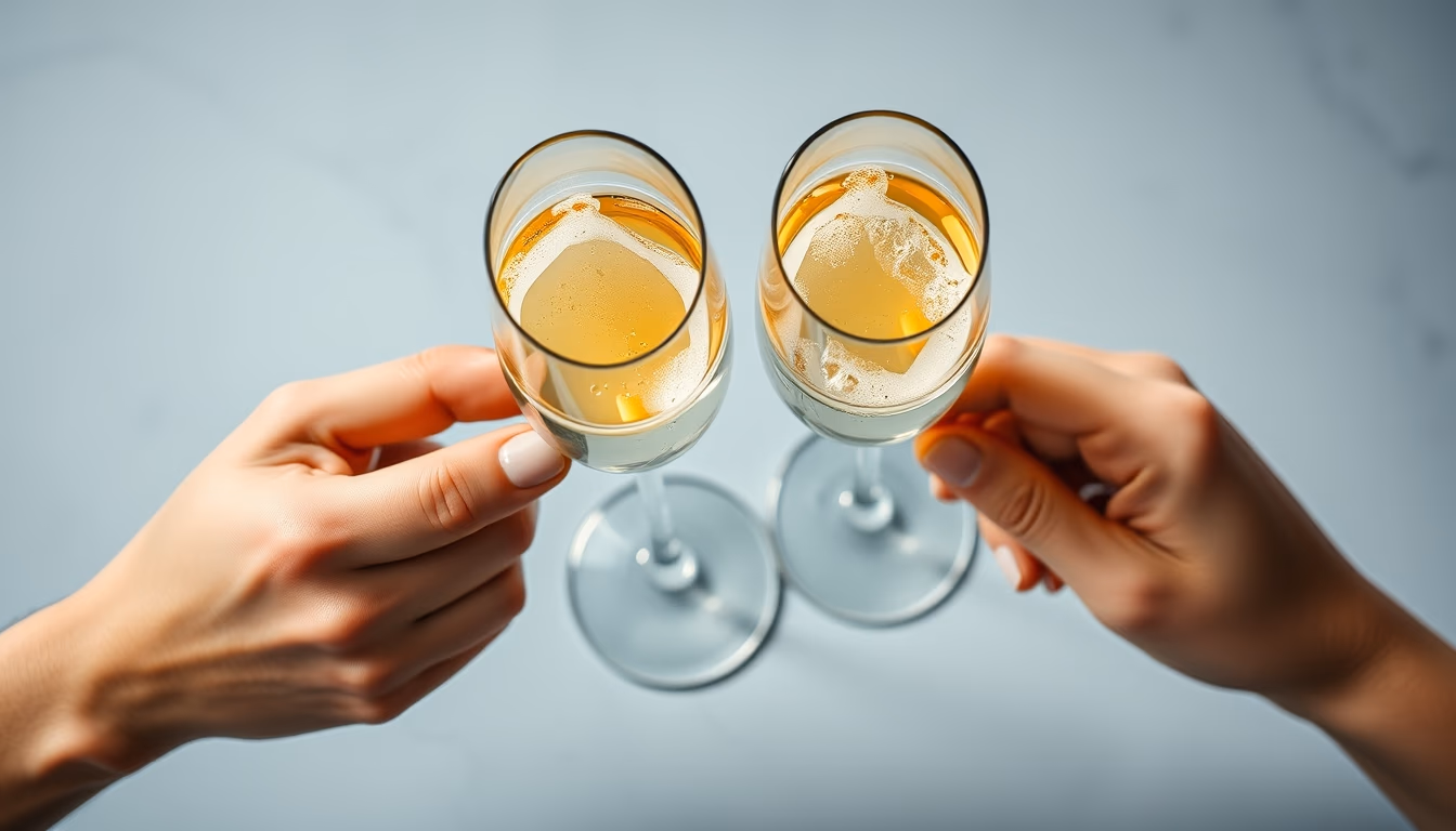 champagne flutes toast in editorial style