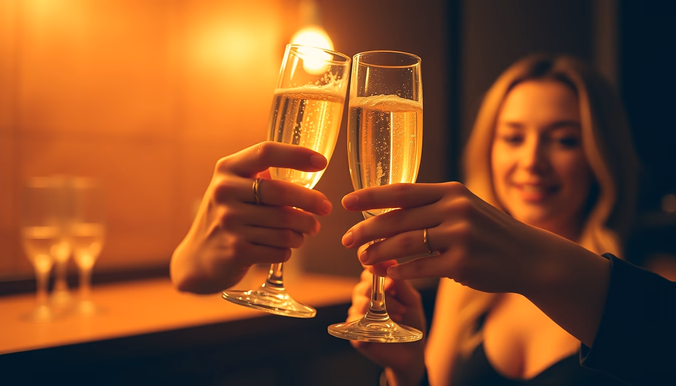 champagne flutes toast in editorial style