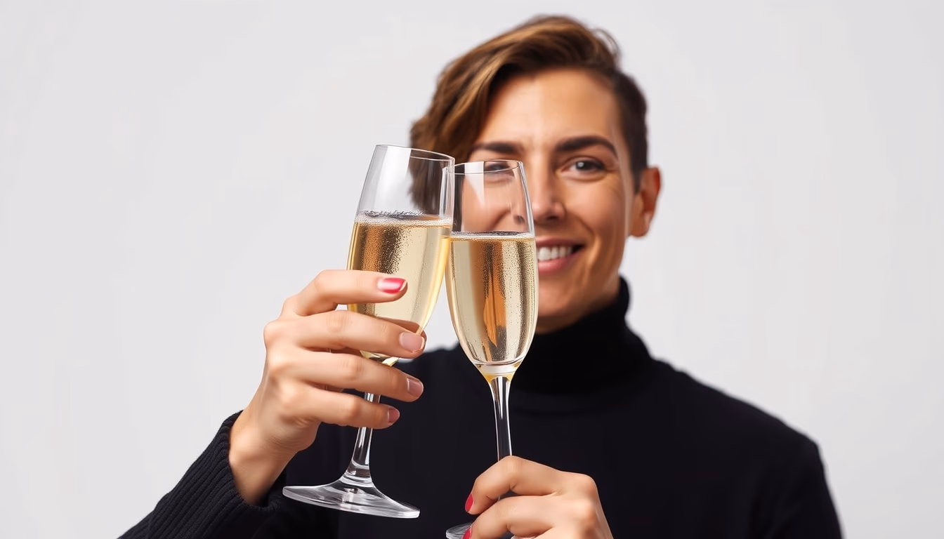 champagne flutes toast in editorial style