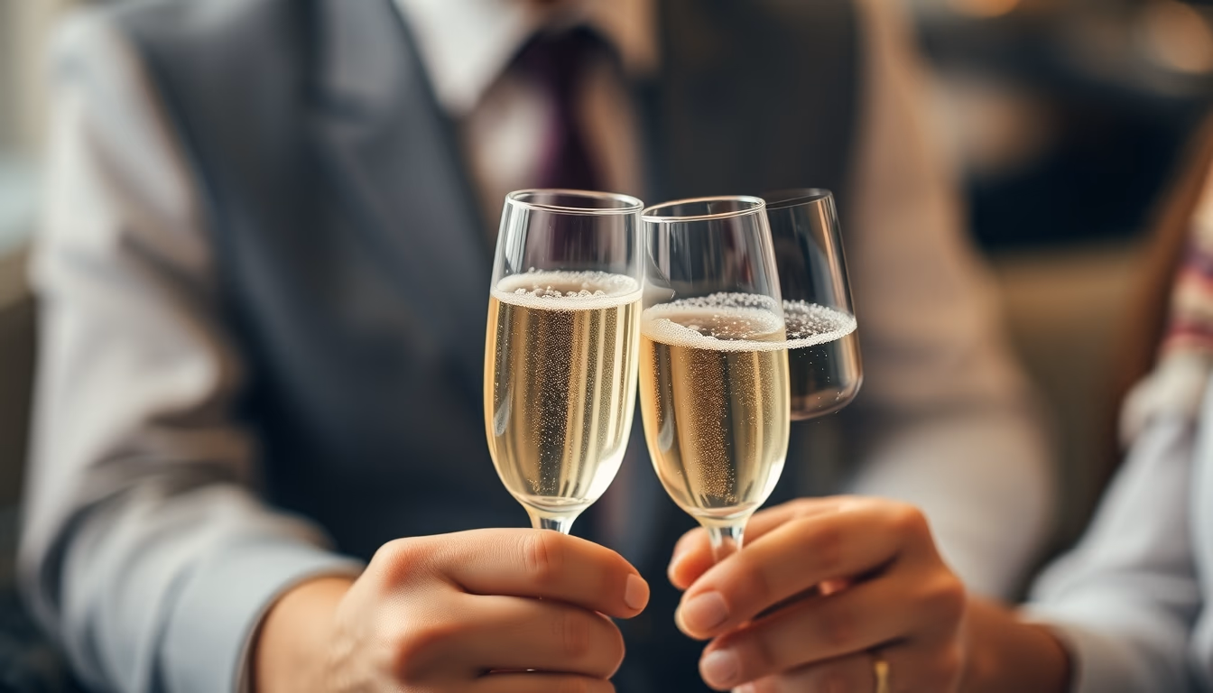 champagne flutes toast in editorial style