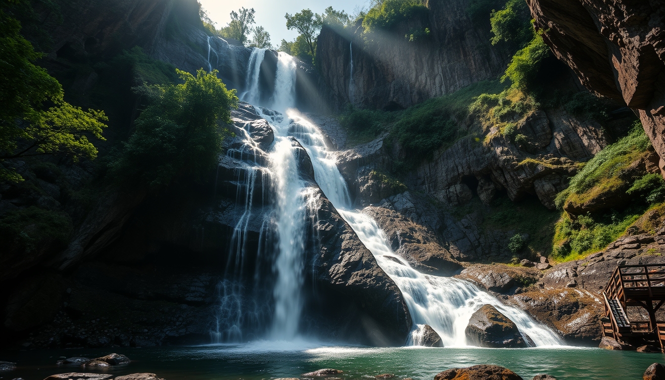 chapada diamantina waterfall in editorial style
