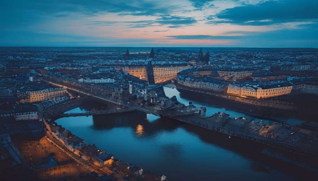 charles bridge prague in editorial style