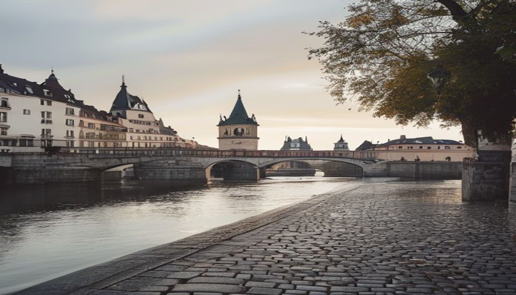 charles bridge prague in editorial style
