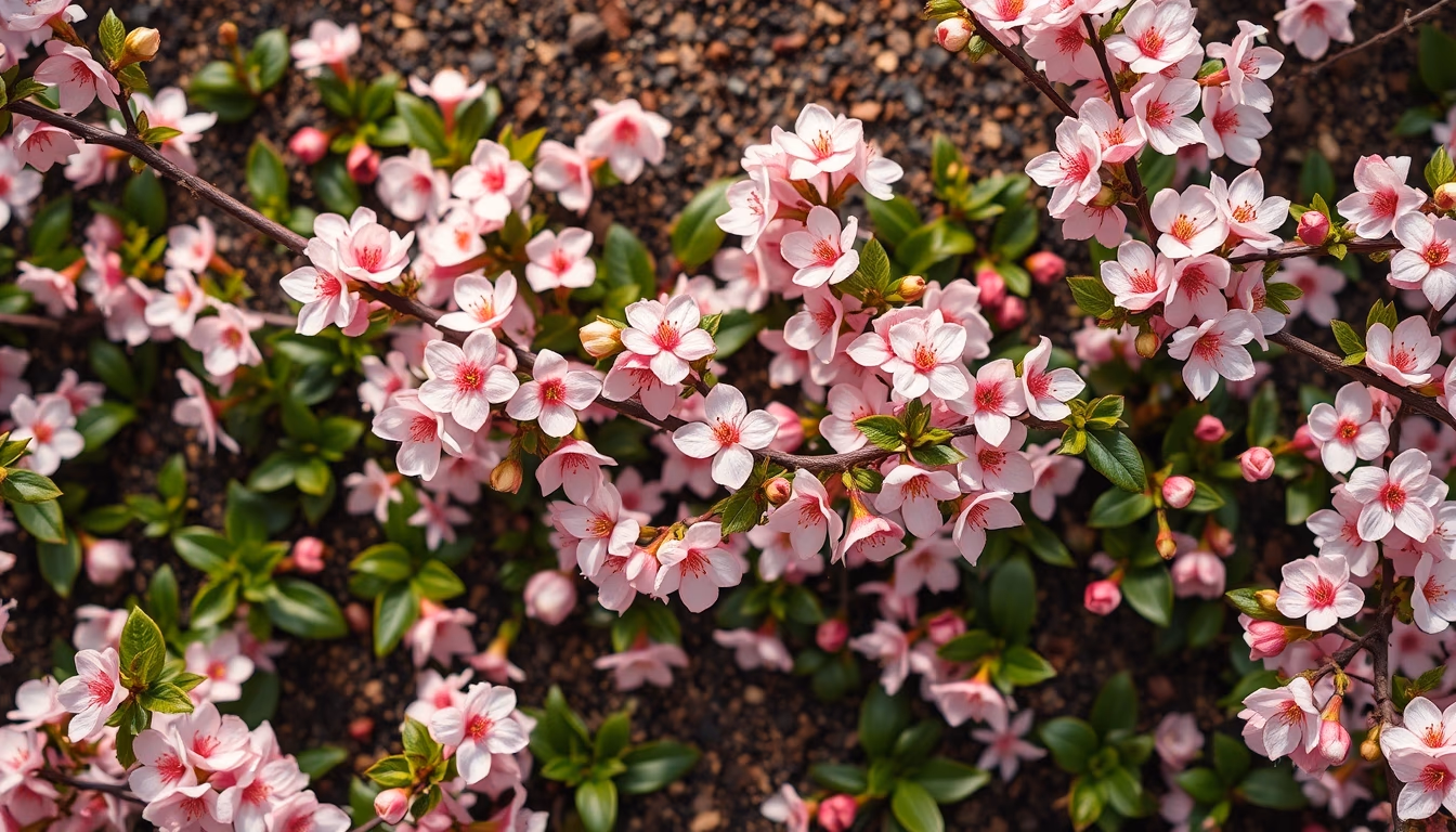 cherry blossom tea garden in editorial style