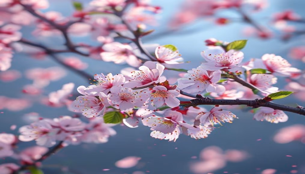 Cherry blossoms in wind em estilo editorial