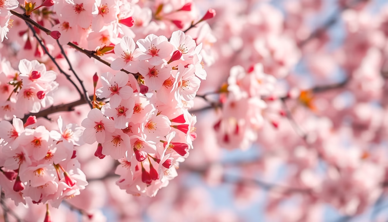 cherry blossoms in wind in editorial style