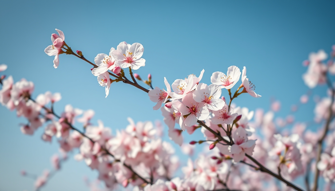 cherry blossoms in wind in editorial style