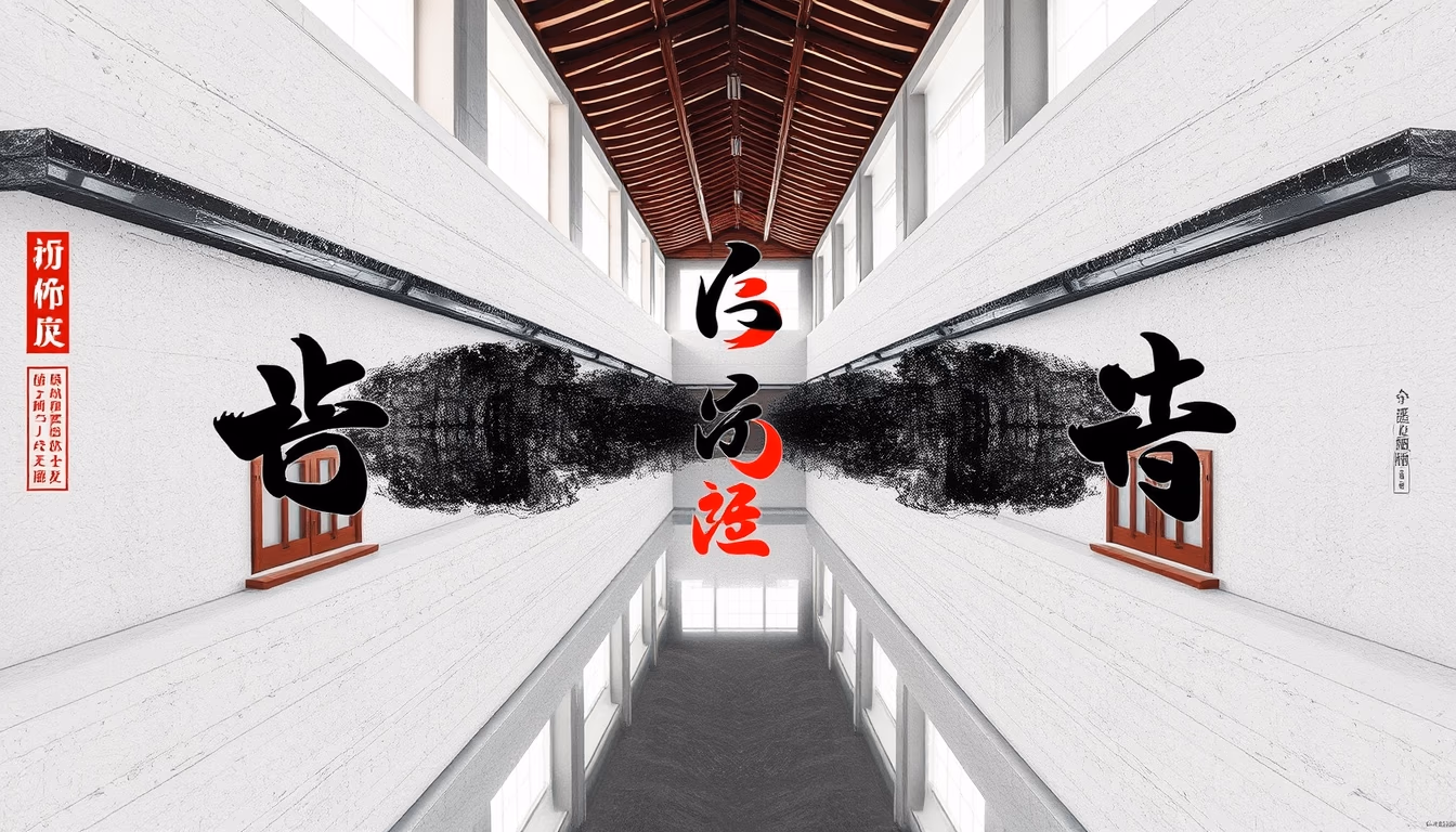 chinese calligraphy brush stroke in editorial style