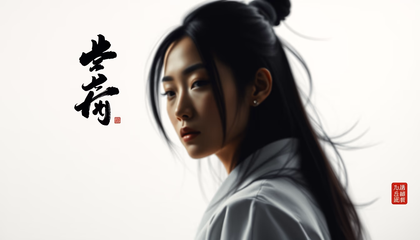 chinese calligraphy brush stroke in editorial style