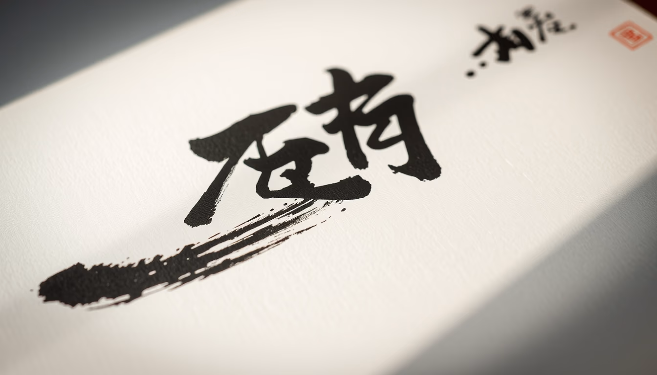 chinese calligraphy brush stroke in editorial style