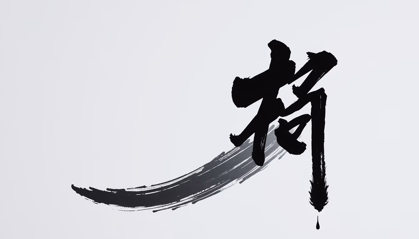 chinese calligraphy brush stroke in editorial style