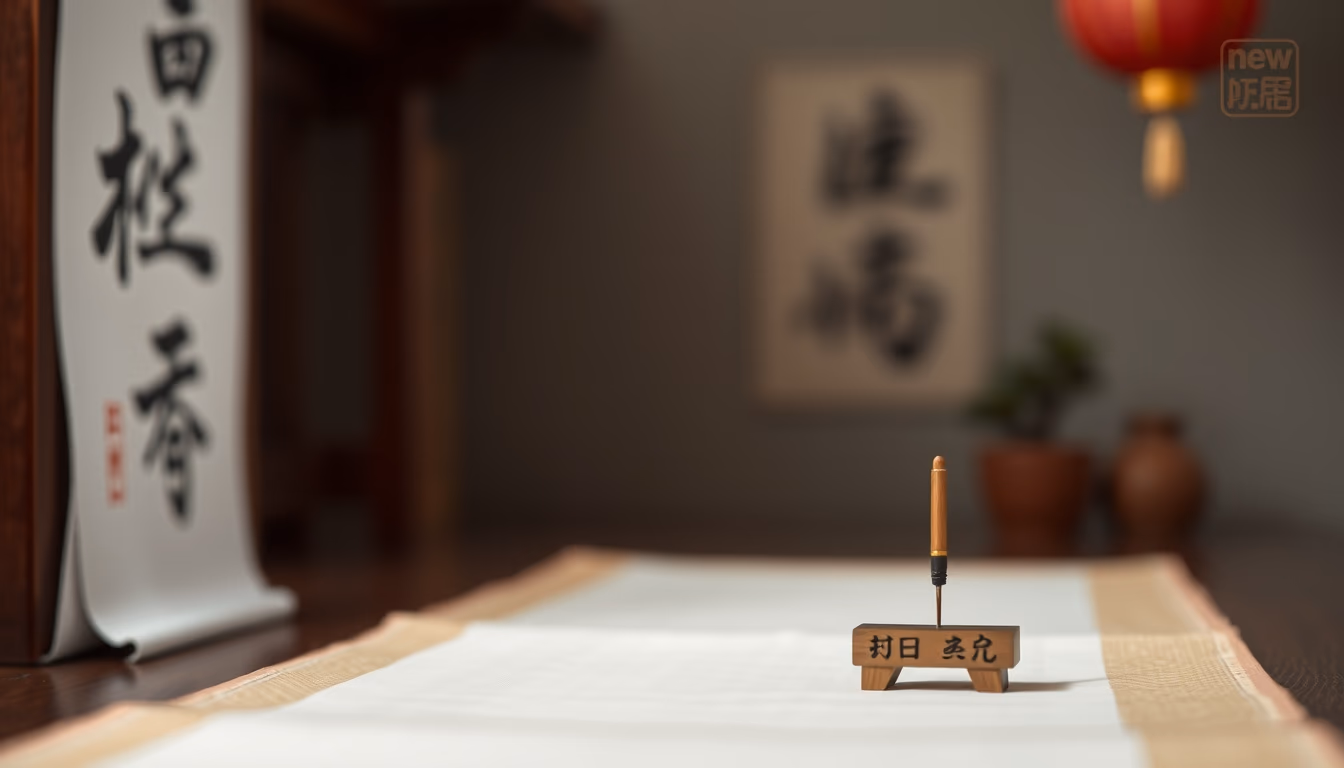 chinese calligraphy brush stroke in editorial style