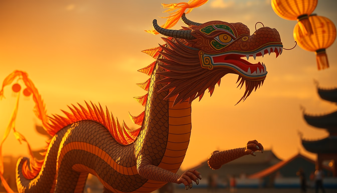 chinese dragon kite long in editorial style