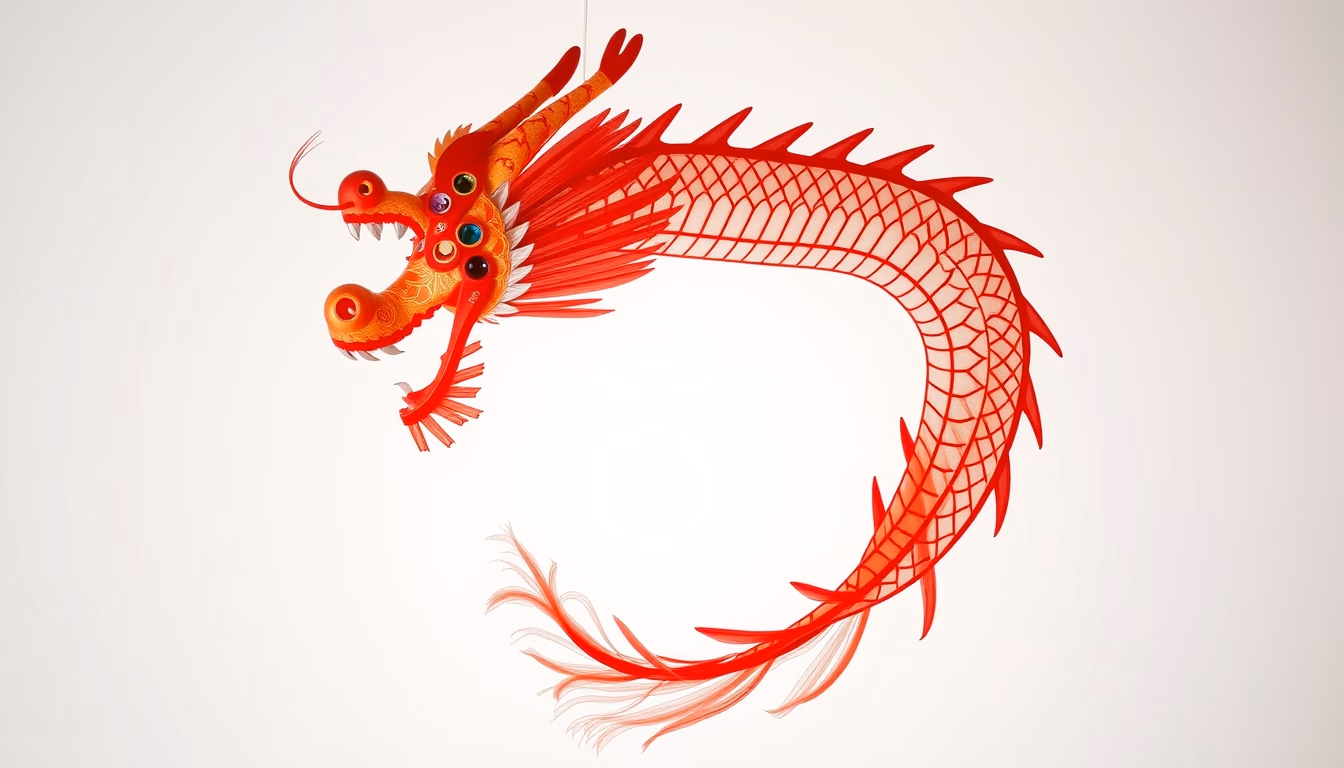chinese dragon kite long in editorial style