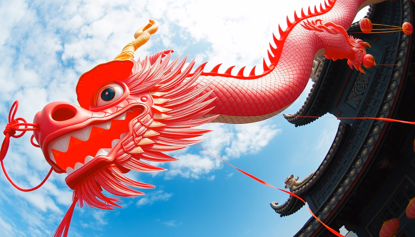 chinese dragon kite long in editorial style