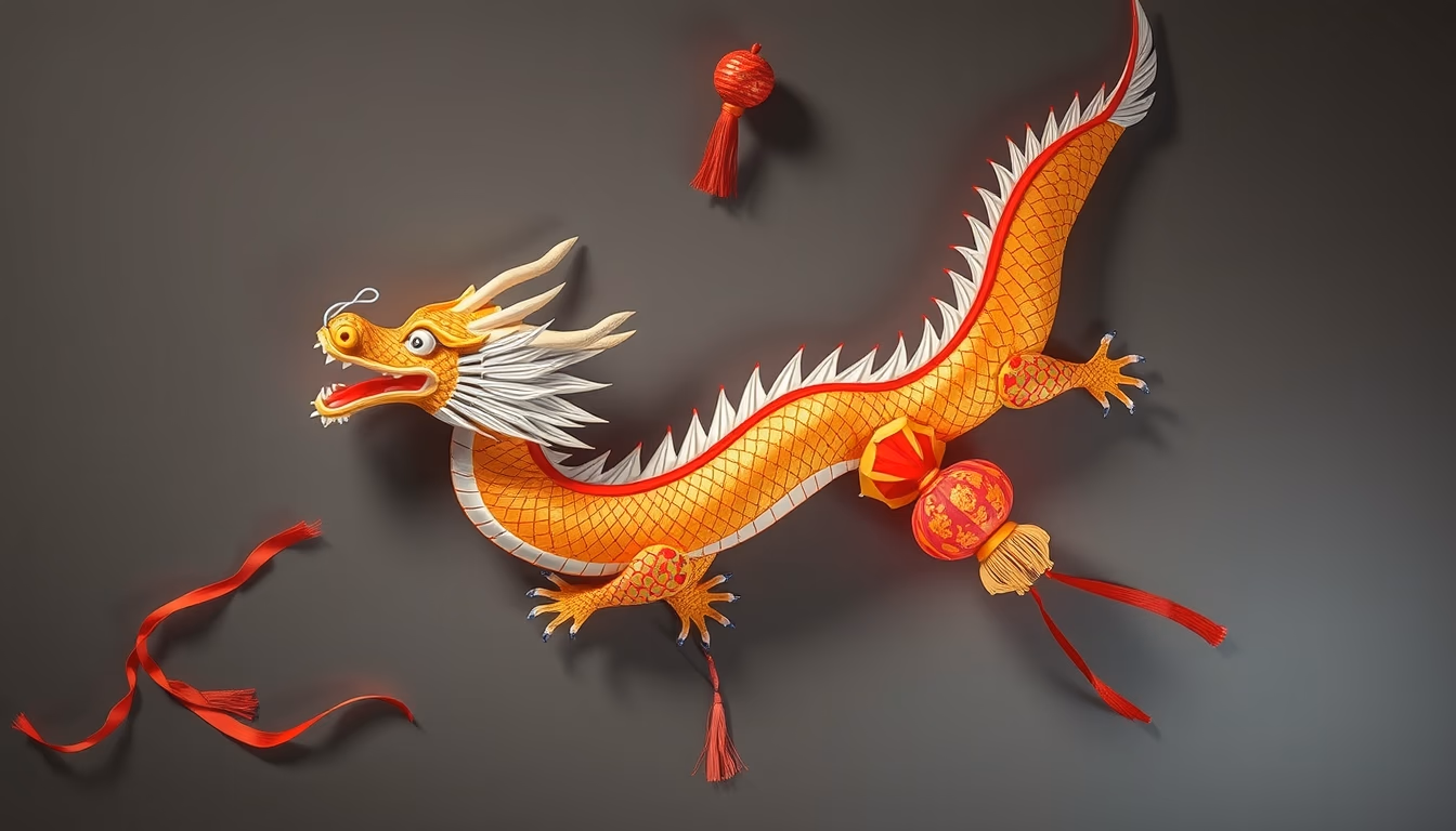 chinese dragon kite long in editorial style