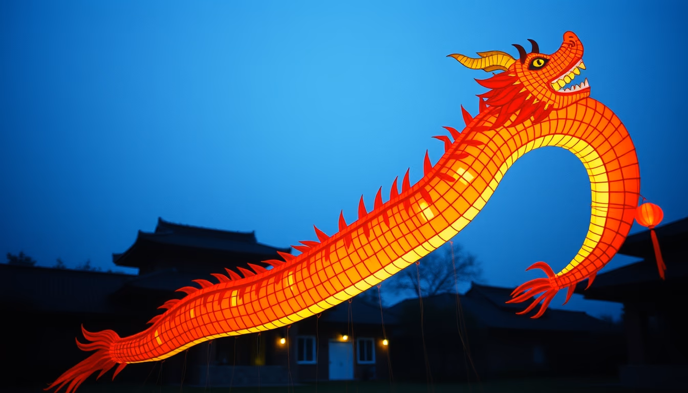 chinese dragon kite long in editorial style